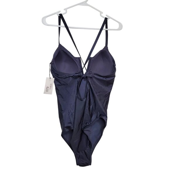 Shade & Shore Black Gray One-Piece Swimsuit Size 16 With Padded Cups Adjustable - Picture 5 of 9